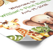 Safari Wild One Photo Wood First Birthday Welkom Poster (Hoek)