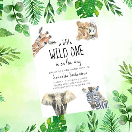Safari Wild One Safari Dieren Baby shower Kaart