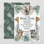 Safari "Wild One" Theme Baby shower Uitnodiging (Voorkant / Achterkant)