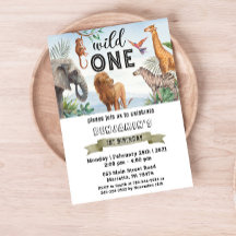 Safari Wild One Twins Uitnodiging voor verjaardags
