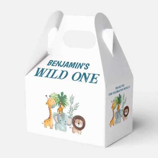 Safari Wild One Verjaardag Bedankdoosjes (Voorkant Zijde)