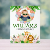 Safari Wild One Verjaardag FOTO Welkom Teken Acryl Bord (Neutraal)