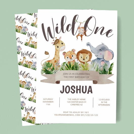 Safari Wild One Verjaardag Kaart