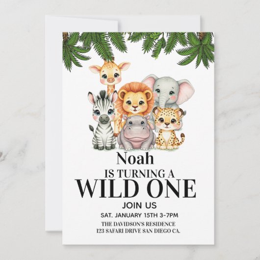 Safari Wild One Verjaardag Kaart (Voorkant)