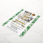 Safari Wild One Verjaardagsfeest Real Gouden Folie Folie Uitnodiging (Gedraaid)