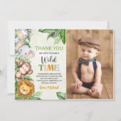 Safari Wild One verjaardagsfoto Bedankkaart (Voorkant)