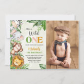 Safari Wild One verjaardagsfoto Kaart (Voorkant)