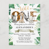 Safari Wild One Verjaardagsuitnodiging Briefkaart (Voorkant)