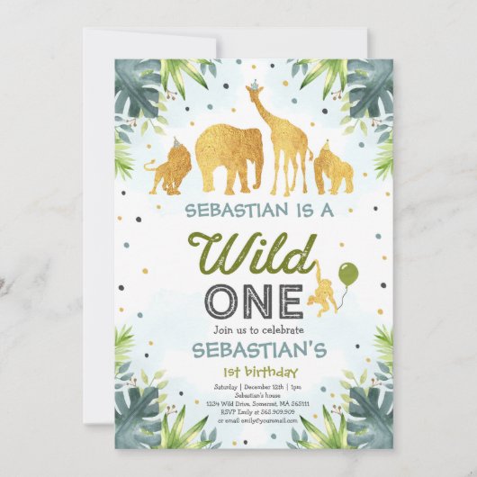 Safari Wild One verjaardagsuitnodiging Wild One Pa Kaart (Voorkant)