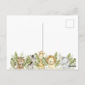 Safari Wild One Watercolor 1e Verjaardag Briefkaart (Achterkant)