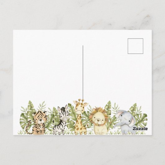 Safari Wild One Watercolor 1e Verjaardag Briefkaart (Achterkant)