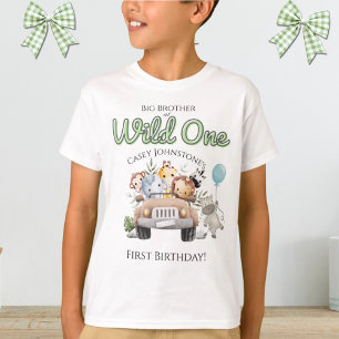 Safari Wild One Watercolor 1e Verjaardag met Titel T-shirt