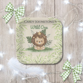 Safari Wild One Watercolor 1st Birthday Papieren Bordje