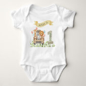 Safari Wild One Watercolor 1st Birthday Romper (Voorkant)