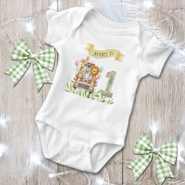 Safari Wild One Watercolor 1st Birthday Romper