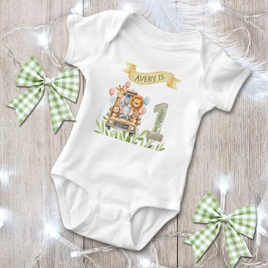 Safari Wild One Watercolor 1st Birthday Romper