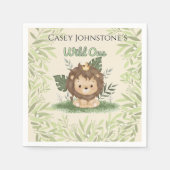 Safari Wild One Watercolor 1st Birthday Servet (Voorkant)