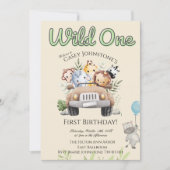 Safari Wild One Watercolor Custom 1st Birthday Kaart (Voorkant)