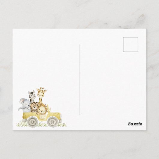 Safari Wild One Watercolor Verjaardag Briefkaart (Achterkant)