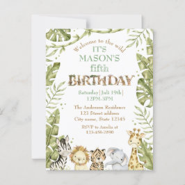 Safari Wild One Watercolor Verjaardag Briefkaart