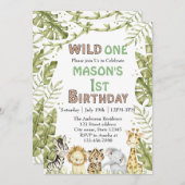 Safari Wild One Waterverf 1e verjaardag Kaart (Voorkant / Achterkant)