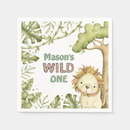 Safari Wild One Waterverf 1e verjaardag Servet