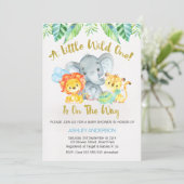 Safari Wild One Waterverf Baby shower Invitation Kaart (Staand voorkant)