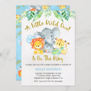 Safari Wild One Waterverf Baby shower Uitnodiging