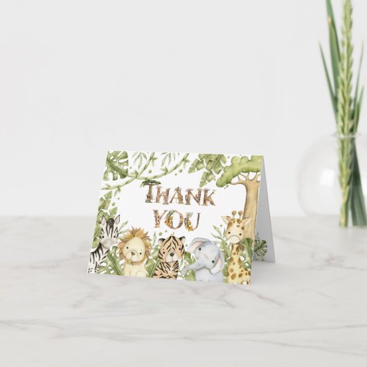 Safari Wild One Waterverf Verjaardag Bedankkaart (Voorkant)