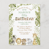 Safari Wild One Waterverf Verjaardag Briefkaart (Voorkant)