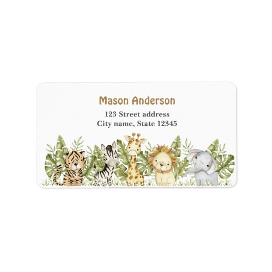 Safari Wild One Waterverf Verjaardag Etiket (Voorkant)