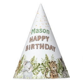 Safari Wild One Waterverf Verjaardag Feesthoedjes