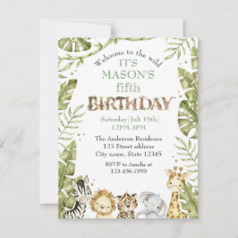 Safari Wild One Waterverf Verjaardag Kaart