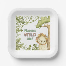 Safari Wild One Waterverf Verjaardag Papieren Bordje