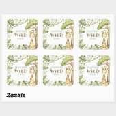 Safari Wild One Waterverf Verjaardag Vierkante Sticker (Vel)