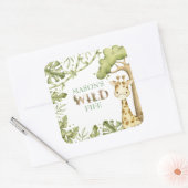 Safari Wild One Waterverf Verjaardag Vierkante Sticker (Envelop)