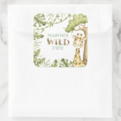 Safari Wild One Waterverf Verjaardag Vierkante Sticker (Tas)