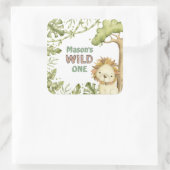 Safari Wild One Waterverf Verjaardag Vierkante Sticker (Tas)
