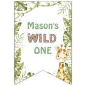 Safari Wild One Waterverf Verjaardag Vlaggetjes (Eerste vlag)