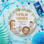 Safari Wild Ones Twins 1e Verjaardag Papieren Bordje (Feest)