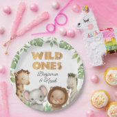 Safari Wild Ones Twins 1e Verjaardag Papieren Bordje (Feest)