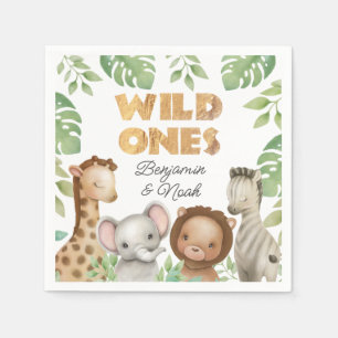 Safari Wild Ones Twins 1e Verjaardag Servet