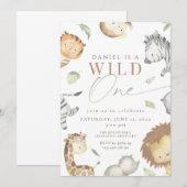 Safari wild op één verjaardag kaart (Voorkant / Achterkant)