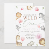 Safari wild op één verjaardag kaart (Voorkant / Achterkant)