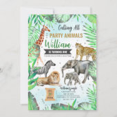 Safari Wild Party Dieren Verjaardag Kaart (Voorkant)