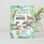 Safari Wild Party Dieren Verjaardag Kaart (Staand voorkant)