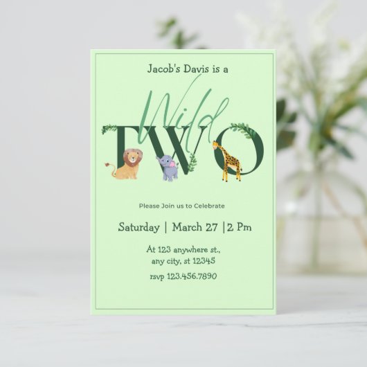 Safari Wild Twee Verjaardag Uitnodiging (Staand voorkant)
