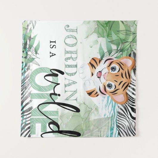 Safari Wild Verjaardag Leeuw Persoonlijk Wandkleed (Voorkant (horizontaal))