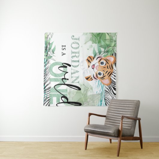 Safari Wild Verjaardag Leeuw Persoonlijk Wandkleed (In Situ (horizontaal))