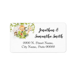 Safari Wild Zoo Baby Animal Return Address Etiket